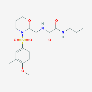 molecular formula C18H27N3O6S B6493410 N'-{[3-(4-methoxy-3-methylbenzenesulfonyl)-1,3-oxazinan-2-yl]methyl}-N-propylethanediamide CAS No. 872985-92-7