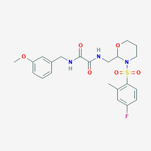 molecular formula C22H26FN3O6S B6493421 N-{[3-(4-fluoro-2-methylbenzenesulfonyl)-1,3-oxazinan-2-yl]methyl}-N'-[(3-methoxyphenyl)methyl]ethanediamide CAS No. 872987-28-5