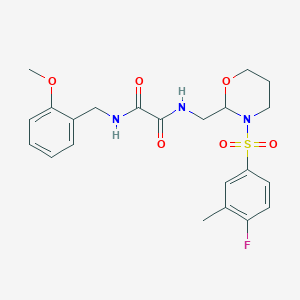 molecular formula C22H26FN3O6S B6493428 N-{[3-(4-fluoro-3-methylbenzenesulfonyl)-1,3-oxazinan-2-yl]methyl}-N'-[(2-methoxyphenyl)methyl]ethanediamide CAS No. 872724-99-7