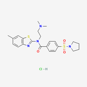 molecular formula C23H29ClN4O3S2 B6493434 N-[2-(dimethylamino)ethyl]-N-(6-methyl-1,3-benzothiazol-2-yl)-4-(pyrrolidine-1-sulfonyl)benzamide hydrochloride CAS No. 1215590-65-0