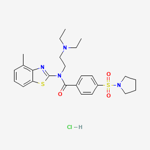 molecular formula C25H33ClN4O3S2 B6493442 N-[2-(diethylamino)ethyl]-N-(4-methyl-1,3-benzothiazol-2-yl)-4-(pyrrolidine-1-sulfonyl)benzamide hydrochloride CAS No. 1217004-47-1
