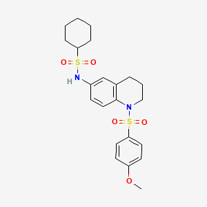 molecular formula C22H28N2O5S2 B6493444 N-[1-(4-methoxybenzenesulfonyl)-1,2,3,4-tetrahydroquinolin-6-yl]cyclohexanesulfonamide CAS No. 941949-74-2