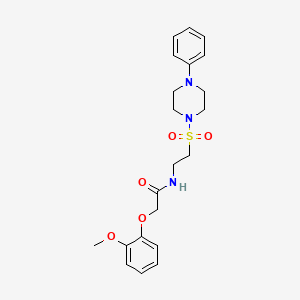 molecular formula C21H27N3O5S B6493481 2-(2-methoxyphenoxy)-N-{2-[(4-phenylpiperazin-1-yl)sulfonyl]ethyl}acetamide CAS No. 897621-45-3