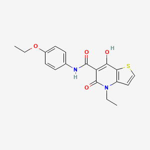 molecular formula C18H18N2O4S B6493545 N-(4-ethoxyphenyl)-4-ethyl-7-hydroxy-5-oxo-4H,5H-thieno[3,2-b]pyridine-6-carboxamide CAS No. 1251687-81-6