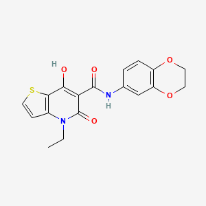 molecular formula C18H16N2O5S B6493553 N-(2,3-dihydro-1,4-benzodioxin-6-yl)-4-ethyl-7-hydroxy-5-oxo-4H,5H-thieno[3,2-b]pyridine-6-carboxamide CAS No. 1251549-30-0