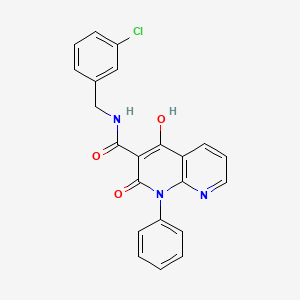 molecular formula C22H16ClN3O3 B6493556 N-[(3-chlorophenyl)methyl]-4-hydroxy-2-oxo-1-phenyl-1,2-dihydro-1,8-naphthyridine-3-carboxamide CAS No. 1251597-40-6