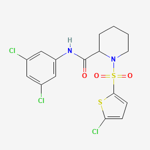 molecular formula C16H15Cl3N2O3S2 B6493557 1-[(5-chlorothiophen-2-yl)sulfonyl]-N-(3,5-dichlorophenyl)piperidine-2-carboxamide CAS No. 1049865-65-7