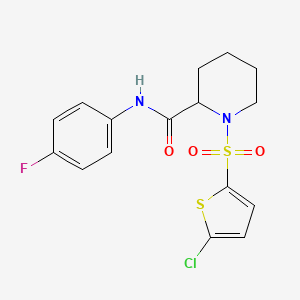 molecular formula C16H16ClFN2O3S2 B6493576 1-[(5-chlorothiophen-2-yl)sulfonyl]-N-(4-fluorophenyl)piperidine-2-carboxamide CAS No. 1099783-66-0
