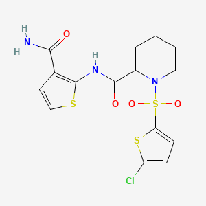 molecular formula C15H16ClN3O4S3 B6493578 N-(3-carbamoylthiophen-2-yl)-1-[(5-chlorothiophen-2-yl)sulfonyl]piperidine-2-carboxamide CAS No. 1099784-68-5