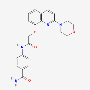 molecular formula C22H22N4O4 B6493598 4-(2-{[2-(morpholin-4-yl)quinolin-8-yl]oxy}acetamido)benzamide CAS No. 941989-44-2
