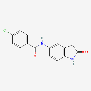 molecular formula C15H11ClN2O2 B6493603 4-chloro-N-(2-oxo-2,3-dihydro-1H-indol-5-yl)benzamide CAS No. 921813-97-0