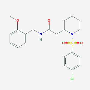 molecular formula C21H25ClN2O4S B6493613 2-[1-(4-chlorobenzenesulfonyl)piperidin-2-yl]-N-[(2-methoxyphenyl)methyl]acetamide CAS No. 941990-79-0