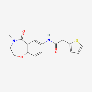 molecular formula C16H16N2O3S B6493655 N-(4-methyl-5-oxo-2,3,4,5-tetrahydro-1,4-benzoxazepin-7-yl)-2-(thiophen-2-yl)acetamide CAS No. 922054-12-4