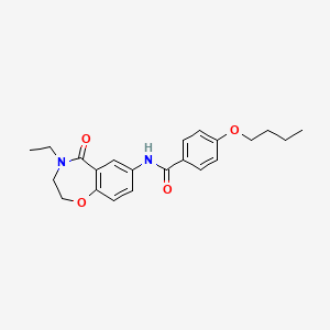 molecular formula C22H26N2O4 B6493666 4-butoxy-N-(4-ethyl-5-oxo-2,3,4,5-tetrahydro-1,4-benzoxazepin-7-yl)benzamide CAS No. 922128-28-7