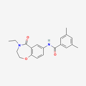 molecular formula C20H22N2O3 B6493675 N-(4-ethyl-5-oxo-2,3,4,5-tetrahydro-1,4-benzoxazepin-7-yl)-3,5-dimethylbenzamide CAS No. 921996-32-9
