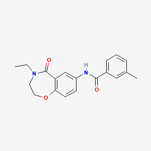 molecular formula C19H20N2O3 B6493678 N-(4-ethyl-5-oxo-2,3,4,5-tetrahydro-1,4-benzoxazepin-7-yl)-3-methylbenzamide CAS No. 921996-68-1