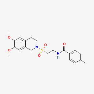 molecular formula C21H26N2O5S B6493708 N-{2-[(6,7-dimethoxy-1,2,3,4-tetrahydroisoquinolin-2-yl)sulfonyl]ethyl}-4-methylbenzamide CAS No. 922066-68-0