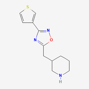 molecular formula C12H15N3OS B6493718 3-{[3-(thiophen-3-yl)-1,2,4-oxadiazol-5-yl]methyl}piperidine CAS No. 1275277-68-3