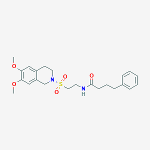 molecular formula C23H30N2O5S B6493728 N-{2-[(6,7-dimethoxy-1,2,3,4-tetrahydroisoquinolin-2-yl)sulfonyl]ethyl}-4-phenylbutanamide CAS No. 922015-03-0