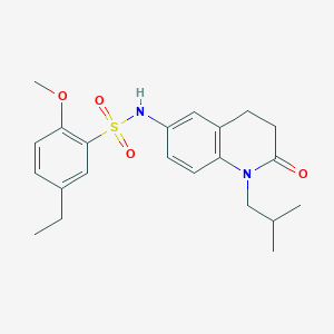 molecular formula C22H28N2O4S B6493832 5-ethyl-2-methoxy-N-[1-(2-methylpropyl)-2-oxo-1,2,3,4-tetrahydroquinolin-6-yl]benzene-1-sulfonamide CAS No. 941906-83-8