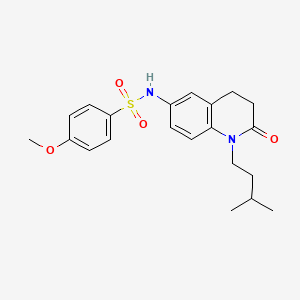 molecular formula C21H26N2O4S B6493837 4-methoxy-N-[1-(3-methylbutyl)-2-oxo-1,2,3,4-tetrahydroquinolin-6-yl]benzene-1-sulfonamide CAS No. 941955-82-4