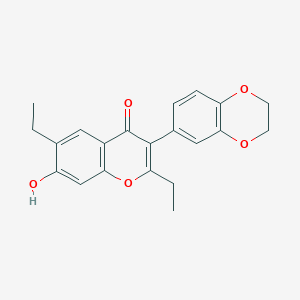 molecular formula C21H20O5 B6493841 3-(2,3-dihydro-1,4-benzodioxin-6-yl)-2,6-diethyl-7-hydroxy-4H-chromen-4-one CAS No. 159647-63-9