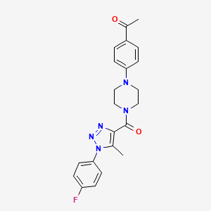 molecular formula C22H22FN5O2 B6493880 1-(4-{4-[1-(4-fluorophenyl)-5-methyl-1H-1,2,3-triazole-4-carbonyl]piperazin-1-yl}phenyl)ethan-1-one CAS No. 1296481-44-1