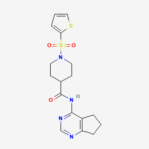 molecular formula C17H20N4O3S2 B6493896 N-{5H,6H,7H-cyclopenta[d]pyrimidin-4-yl}-1-(thiophene-2-sulfonyl)piperidine-4-carboxamide CAS No. 941954-03-6