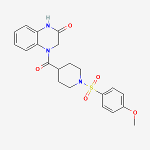 molecular formula C21H23N3O5S B6493958 4-[1-(4-methoxybenzenesulfonyl)piperidine-4-carbonyl]-1,2,3,4-tetrahydroquinoxalin-2-one CAS No. 941994-83-8