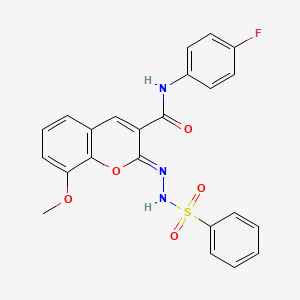 molecular formula C23H18FN3O5S B6493959 (2Z)-2-(benzenesulfonamidoimino)-N-(4-fluorophenyl)-8-methoxy-2H-chromene-3-carboxamide CAS No. 866348-17-6