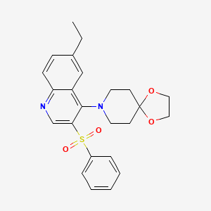 molecular formula C24H26N2O4S B6493960 8-[3-(benzenesulfonyl)-6-ethylquinolin-4-yl]-1,4-dioxa-8-azaspiro[4.5]decane CAS No. 866811-73-6