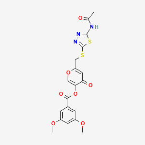molecular formula C19H17N3O7S2 B6493983 6-{[(5-acetamido-1,3,4-thiadiazol-2-yl)sulfanyl]methyl}-4-oxo-4H-pyran-3-yl 3,5-dimethoxybenzoate CAS No. 896014-93-0