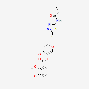 molecular formula C20H19N3O7S2 B6493995 4-oxo-6-{[(5-propanamido-1,3,4-thiadiazol-2-yl)sulfanyl]methyl}-4H-pyran-3-yl 2,3-dimethoxybenzoate CAS No. 896017-96-2
