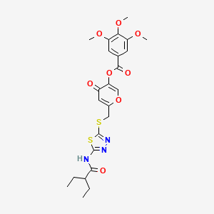molecular formula C24H27N3O8S2 B6494027 6-({[5-(2-ethylbutanamido)-1,3,4-thiadiazol-2-yl]sulfanyl}methyl)-4-oxo-4H-pyran-3-yl 3,4,5-trimethoxybenzoate CAS No. 877651-90-6