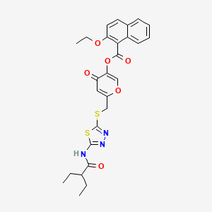 molecular formula C27H27N3O6S2 B6494032 6-({[5-(2-ethylbutanamido)-1,3,4-thiadiazol-2-yl]sulfanyl}methyl)-4-oxo-4H-pyran-3-yl 2-ethoxynaphthalene-1-carboxylate CAS No. 877641-97-9