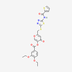 4-oxo-6-({[5-(thiophene-2-amido)-1,3,4-thiadiazol-2-yl]sulfanyl}methyl)-4H-pyran-3-yl 3,4-diethoxybenzoate