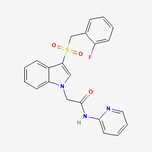molecular formula C22H18FN3O3S B6494046 2-{3-[(2-fluorophenyl)methanesulfonyl]-1H-indol-1-yl}-N-(pyridin-2-yl)acetamide CAS No. 898408-75-8