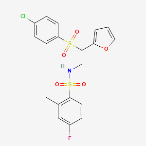 molecular formula C19H17ClFNO5S2 B6494070 N-[2-(4-chlorobenzenesulfonyl)-2-(furan-2-yl)ethyl]-4-fluoro-2-methylbenzene-1-sulfonamide CAS No. 877816-91-6