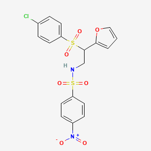 molecular formula C18H15ClN2O7S2 B6494084 N-[2-(4-chlorobenzenesulfonyl)-2-(furan-2-yl)ethyl]-4-nitrobenzene-1-sulfonamide CAS No. 877816-89-2