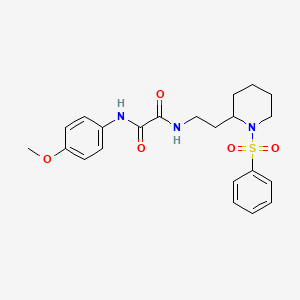 molecular formula C22H27N3O5S B6494096 N-{2-[1-(benzenesulfonyl)piperidin-2-yl]ethyl}-N'-(4-methoxyphenyl)ethanediamide CAS No. 898348-01-1