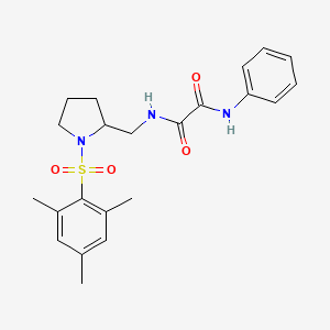 molecular formula C22H27N3O4S B6494215 N'-phenyl-N-{[1-(2,4,6-trimethylbenzenesulfonyl)pyrrolidin-2-yl]methyl}ethanediamide CAS No. 896283-55-9