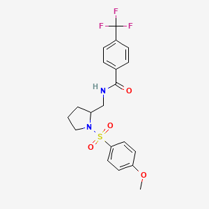 molecular formula C20H21F3N2O4S B6494249 N-{[1-(4-methoxybenzenesulfonyl)pyrrolidin-2-yl]methyl}-4-(trifluoromethyl)benzamide CAS No. 896289-05-7