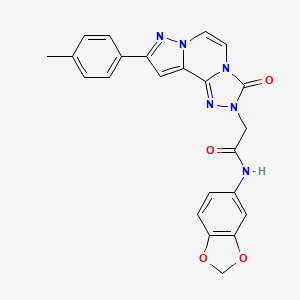 molecular formula C23H18N6O4 B6494267 N-(2H-1,3-benzodioxol-5-yl)-2-[11-(4-methylphenyl)-5-oxo-3,4,6,9,10-pentaazatricyclo[7.3.0.0^{2,6}]dodeca-1(12),2,7,10-tetraen-4-yl]acetamide CAS No. 1358432-86-6