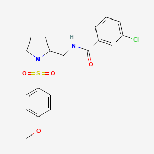 molecular formula C19H21ClN2O4S B6494275 3-chloro-N-{[1-(4-methoxybenzenesulfonyl)pyrrolidin-2-yl]methyl}benzamide CAS No. 896290-28-1