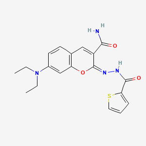 molecular formula C19H20N4O3S B6494298 (2E)-7-(diethylamino)-2-{[(thiophen-2-yl)formamido]imino}-2H-chromene-3-carboxamide CAS No. 380348-01-6
