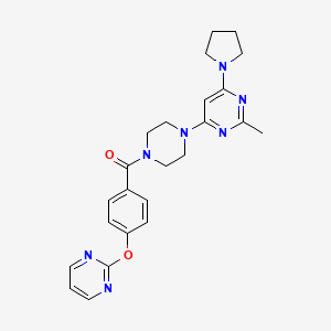 molecular formula C24H27N7O2 B6494402 2-methyl-4-{4-[4-(pyrimidin-2-yloxy)benzoyl]piperazin-1-yl}-6-(pyrrolidin-1-yl)pyrimidine CAS No. 1334368-59-0