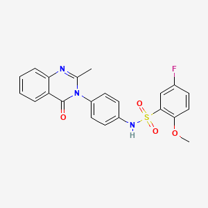 molecular formula C22H18FN3O4S B6494430 5-fluoro-2-methoxy-N-[4-(2-methyl-4-oxo-3,4-dihydroquinazolin-3-yl)phenyl]benzene-1-sulfonamide CAS No. 898420-93-4