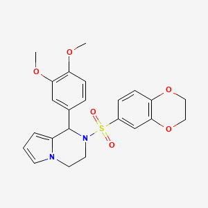 molecular formula C23H24N2O6S B6494585 2-(2,3-dihydro-1,4-benzodioxine-6-sulfonyl)-1-(3,4-dimethoxyphenyl)-1H,2H,3H,4H-pyrrolo[1,2-a]pyrazine CAS No. 900011-71-4