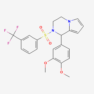 molecular formula C22H21F3N2O4S B6494592 1-(3,4-dimethoxyphenyl)-2-[3-(trifluoromethyl)benzenesulfonyl]-1H,2H,3H,4H-pyrrolo[1,2-a]pyrazine CAS No. 900011-83-8