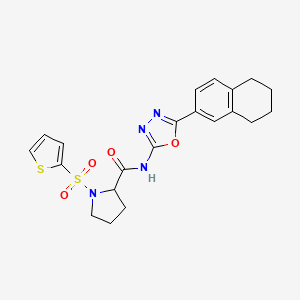 molecular formula C21H22N4O4S2 B6494739 N-[5-(5,6,7,8-tetrahydronaphthalen-2-yl)-1,3,4-oxadiazol-2-yl]-1-(thiophene-2-sulfonyl)pyrrolidine-2-carboxamide CAS No. 1098640-63-1